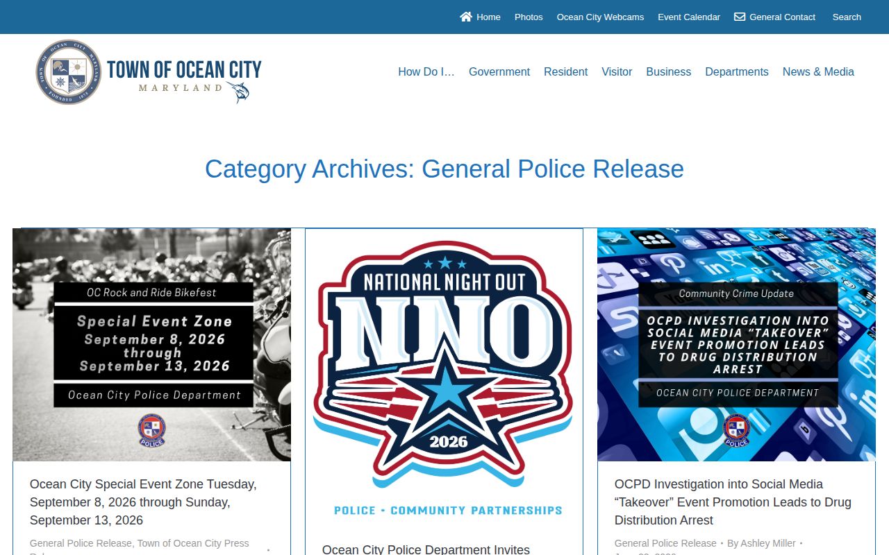 Worcester County Ocean City police release archive for recent arrest reports